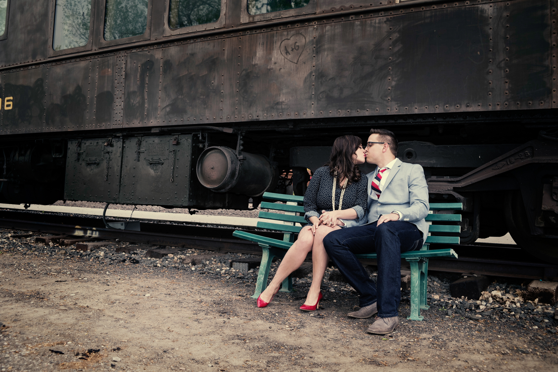 train vintage denver wedding engagement