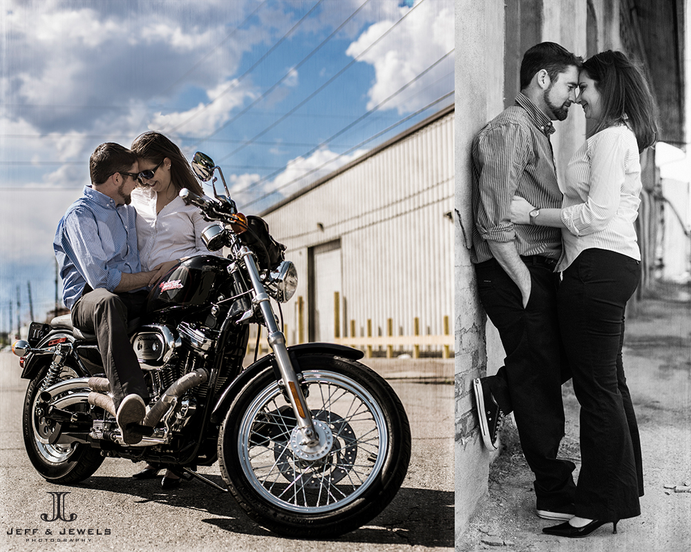 motorcycle theme engagement photos denver