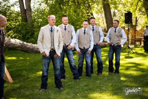 rocky mountain outdoor farm wedding groomsmen