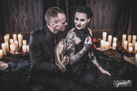gothic black wedding details snake
